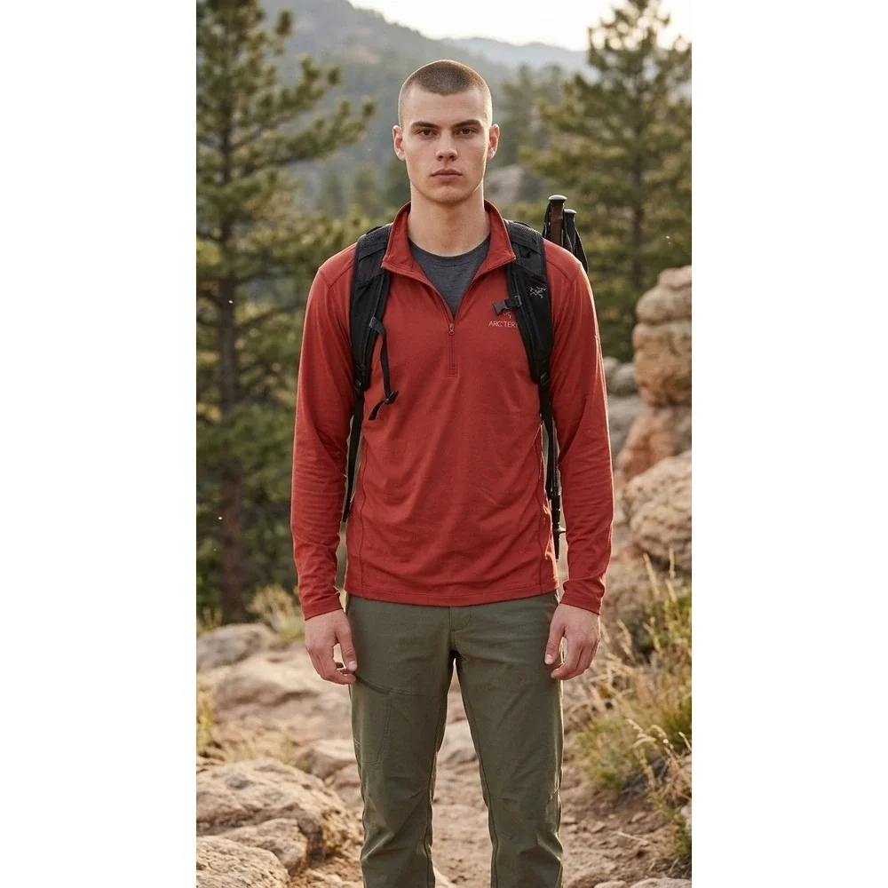 Arc'teryx ¼ Zip Men's Size XL Ribbed Long Sleeve Base Layer Lightweight Pullover